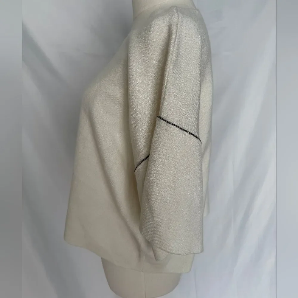 Max Studio Ivory Cream Knit Short Sleeve Sweater - Picture 2 of 5